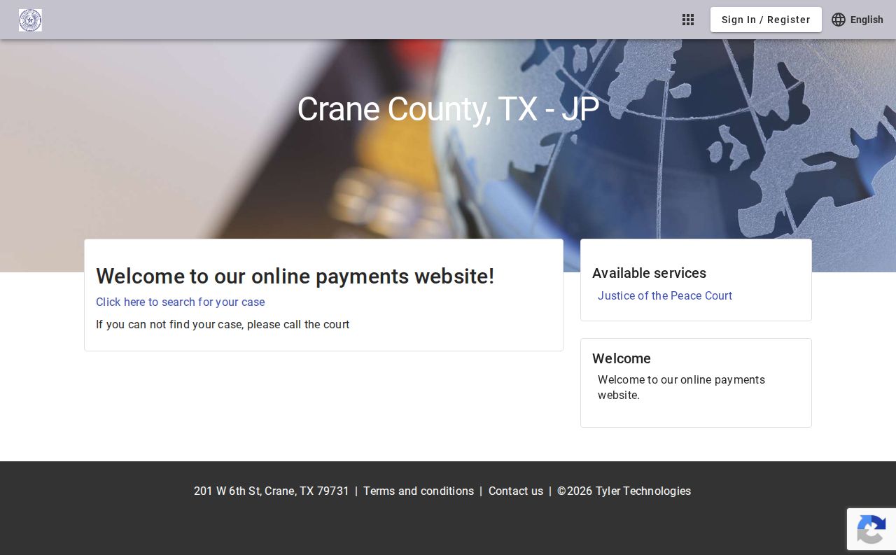 Crane County traffic warrant search reference to the official JP portal