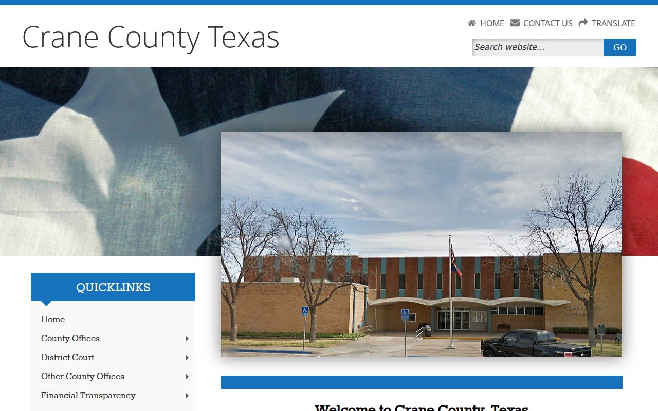 Crane County warrant records courthouse context from the county homepage