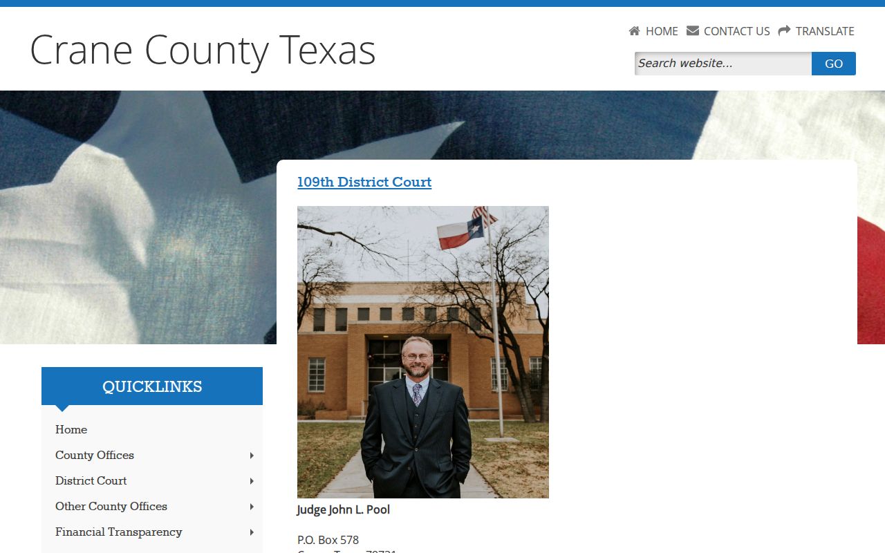 Crane County arrest warrant reference to the 109th District Court page