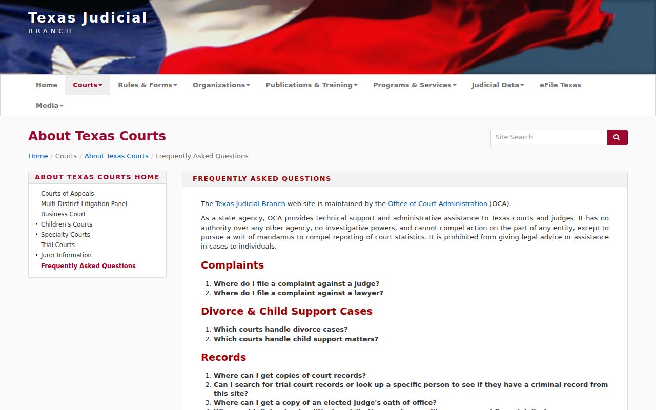 Crane County warrant check reference to the Texas courts search limitation