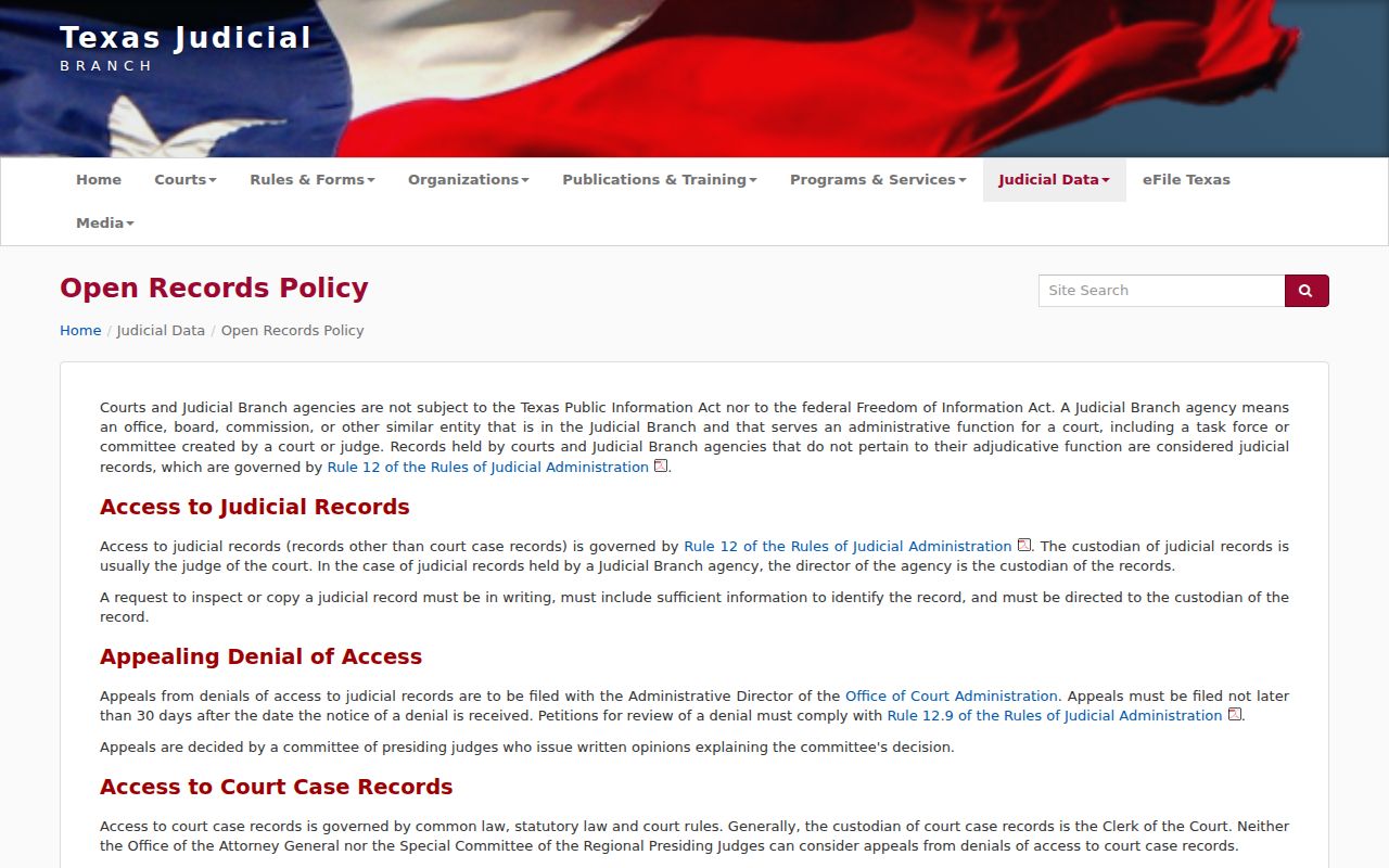 Crane County warrant check reference to Texas Judicial Branch access rules
